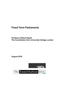 Constitution Unit Report on Fixed-Term Parliaments