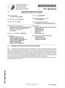 Sumanene and Process for Production Thereof