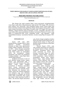 Pertumbuhan Kesadaran Nasionalisme Indonesia Di Antara Orang Papua Di Jayapura 1945-1949