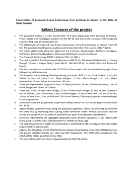 Salient Features of the Project