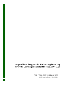 Appendix A: Progress in Addressing Diversity Diversity, Learning and Student Success A.19 – A.31