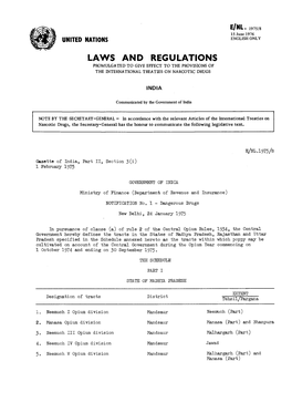 Laws and Regulations Promulgated to Give Effect to the Provisions of the International Treaties on Narcotic Drugs