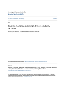 University of Arkansas Swimming & Diving Media Guide, 2011-2012