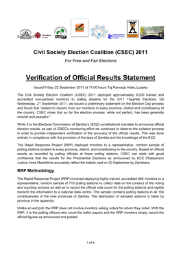 Verification of Official Results Statement