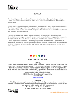 London Gay & Lesbian Bars