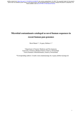 Microbial Contaminants Cataloged As Novel Human Sequences in Recent Human Pan-Genomes