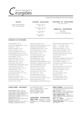 Cirurgiões Órgão Oficial Do Colégio Brasileiro De Cirurgiões