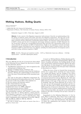 Melting Hadrons, Boiling Quarks