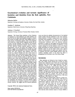 Geochemical Evolution and Tectonic Significance of Boninites and Tholeiites from the Koh Ophiolite, New Caledonia