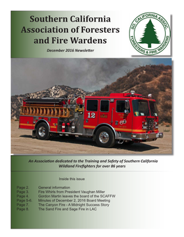 Southern California Association of Foresters and Fire Wardens December 2016 Newsletter