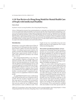 A 10-Year Review of a Hong Kong Model for Mental Health Care of People with Intellectual Disability