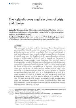 The Icelandic News Media in Times of Crisis and Change