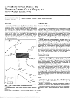 Correlations Between Dikes of the Monument Swarm, Central Oregon, and Picture Gorge Basalt Flows