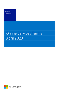 Microsoft Volume Licensing Online Services Terms (Worldwide English, April 2020) 2