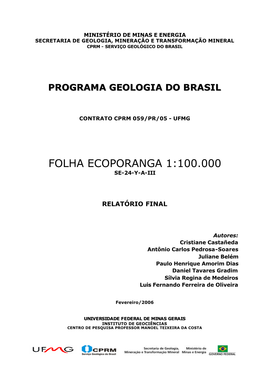 Folha Ecoporanga 1:100.000 Se-24-Y-A-Iii