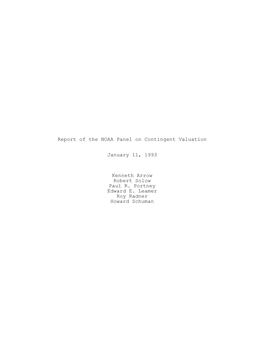 Report of the NOAA Panel on Contingent Valuation