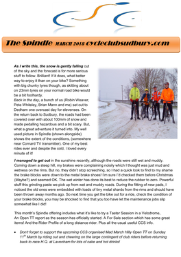 The Spindle MARCH 2018 Cycleclubsudbury.Com