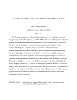 Woodstock: the Rise of Political Complexity in North Georgia