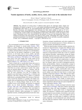 Tannin Signatures of Barks, Needles, Leaves, Cones, and Wood at the Molecular Level