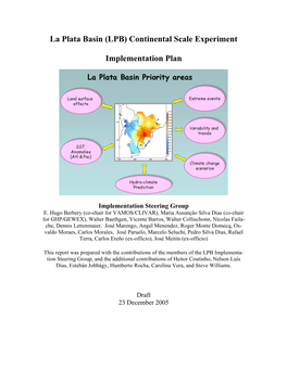 La Plata Basin (LPB) Continental Scale Experiment