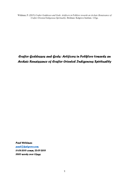 Crafter Goddesses and Gods: Artificers in Folklore Towards an Archaic Renaissance of Crafter Oriented Indigenous Spirituality