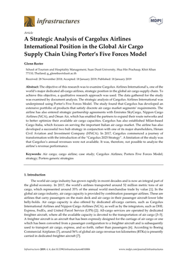 A Strategic Analysis of Cargolux Airlines International Position in the Global Air Cargo Supply Chain Using Porter’S Five Forces Model