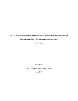 An Examination of Women's Body Autonomy Through the Work of Elizabeth Cady Stanton and Margaret