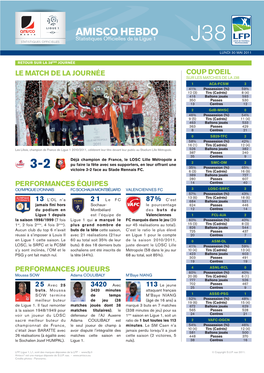 AMISCO HEBDO Statistiques Ofﬁ Cielles De La Ligue 1 J38