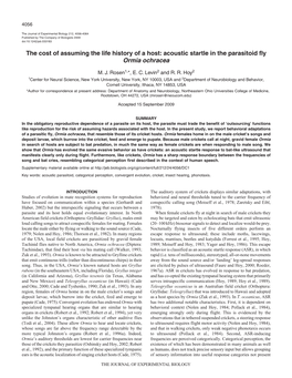 Acoustic Startle in the Parasitoid Fly Ormia Ochracea