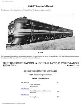 EMD FT Operator's Manual