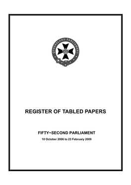 C TABLED PAPERS 52Nd Parliament