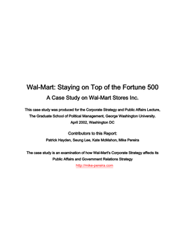A Case Study on Wal-Mart Stores Inc