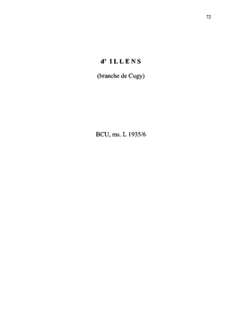 D' ILLENS (Branche De Cugy) BCU, Ms. L 1935/6