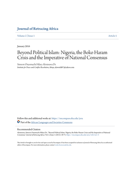 Beyond Political Islam: Nigeria, the Boko Haram Crisis and the Imperative of National Consensus Simeon Onyemachi Hilary Alozieuwa Dr