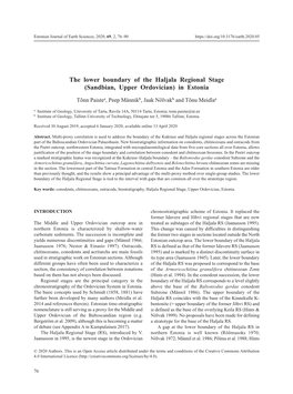 The Lower Boundary of the Haljala Regional Stage (Sandbian, Upper Ordovician) in Estonia