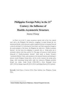 Philippine Foreign Policy in the 21 Century