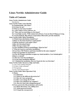 Linux Newbie Administrator Guide Table of Contents Linux Newbie Administrator Guide