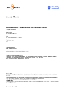 The Anti-Austerity Social Movement in Ireland Dunphy, Richard