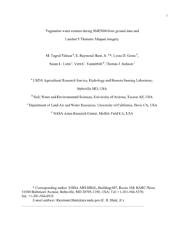 1 Vegetation Water Content During SMEX04 from Ground Data And