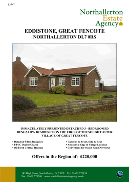 Eddistone, Great Fencote Northallerton Dl7 0Rs