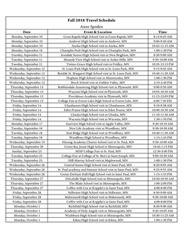 Fall 2018 Travel Schedule