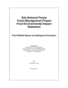 Final Wildlife Report and Biological Evaluation