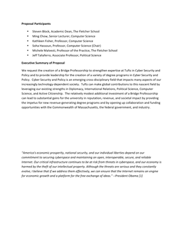 Proposal for a Joint Cyber Security and Policy Program at Tufts University