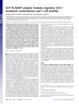 SLP-76-ADAP Adaptor Module Regulates LFA-1 Mediated Costimulation and T Cell Motility