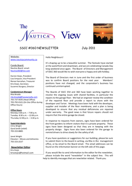 SSCC #360 NEWSLETTER July 2011