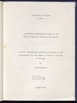 University of Nevada Reno a Detailed Stratigraphic Study of the Battle