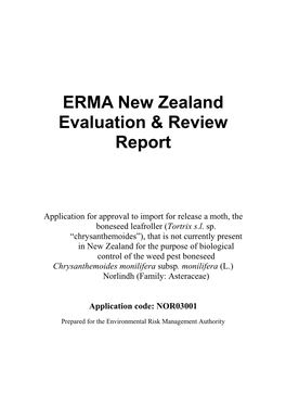ERMA New Zealand Evaluation & Review Report