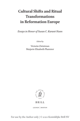 Cultural Shifts and Ritual Transformations in Reformation Europe