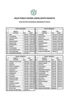 Bus Routes for Attending Physical Classes for Ix to Xii For