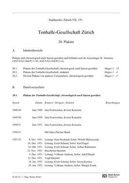 Tonhalle-Gesellschaft, VII. 151. (Plakate)